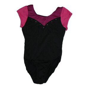 Girl Freestyle by Danskin Leotard Black Purple Pink Gymnastics Size 4/5 XS